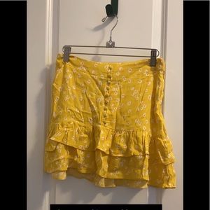 Forever 21 Yellow flower frill skirt